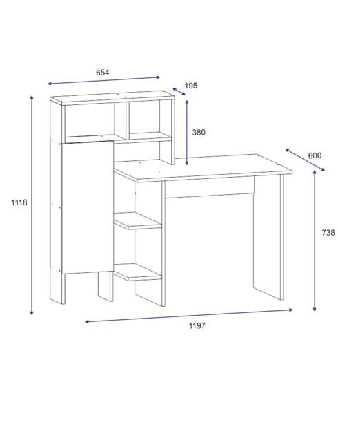 Bureau Bugra  chêne - 119.7x111.8x60 cm