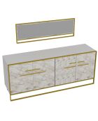 Console & Miroir Polka Aynali  doré/blanc - 179.9x75x47.3 cm