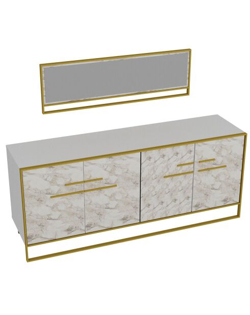 Console & Miroir Polka Aynali  doré/blanc - 179.9x75x47.3 cm