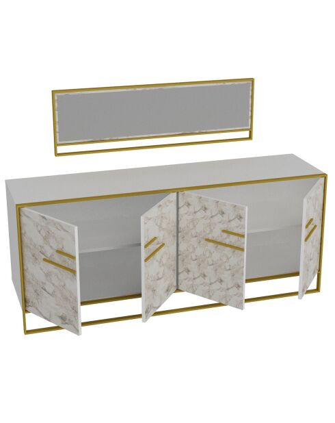Console & Miroir Polka Aynali  doré/blanc - 179.9x75x47.3 cm