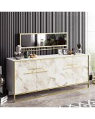 Console & Miroir Polka Aynali  doré/blanc - 179.9x75x47.3 cm