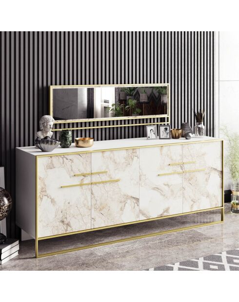 Console & Miroir Polka Aynali  doré/blanc - 179.9x75x47.3 cm
