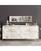 Console & Miroir Polka Aynali  doré/blanc - 179.9x75x47.3 cm
