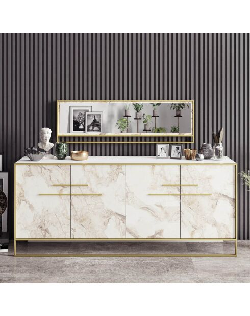 Console & Miroir Polka Aynali  doré/blanc - 179.9x75x47.3 cm