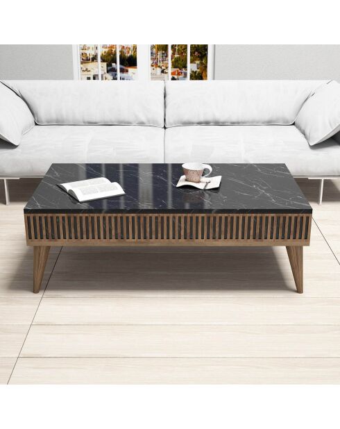 Set mobilier de salon Milan  noyer/noir - 180x40x35 cm