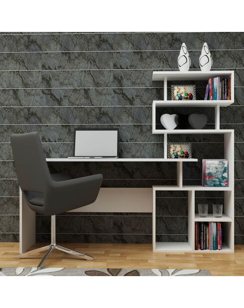 Bureau avec étagère Next  blanc - 160x135x40 cm