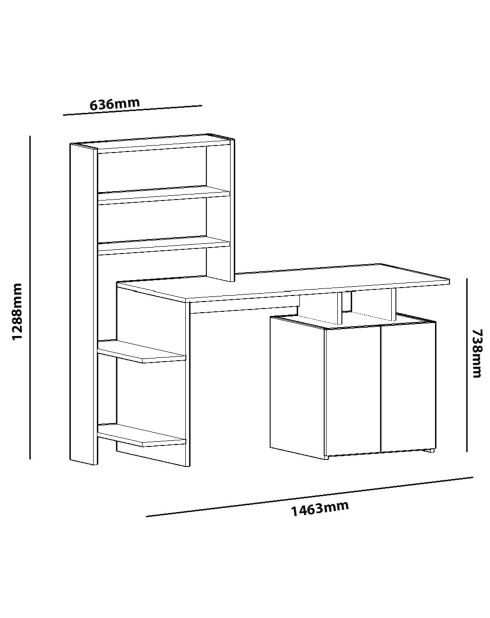 Bureau Melis noyer/blanc - 146.3x73.8x60 cm