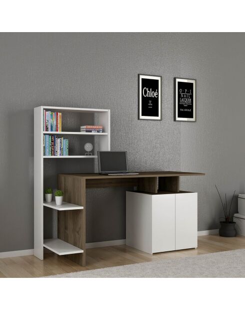 Bureau Melis noyer/blanc - 146.3x73.8x60 cm