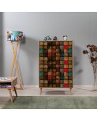 Meuble de cabinet Multibox bois/multicolore - 80x127x36 cm