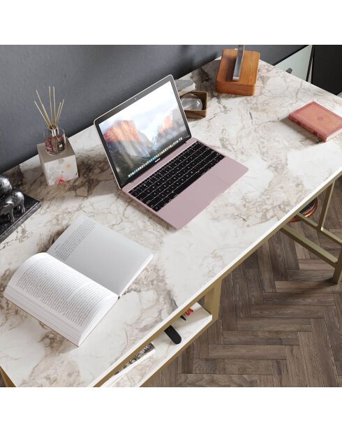 Bureau Victory  doré/blanc - 120x60x75 cm