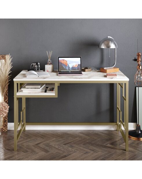 Bureau Victory  doré/blanc - 120x60x75 cm