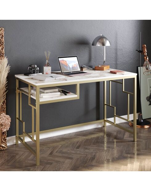 Bureau Victory  doré/blanc - 120x60x75 cm