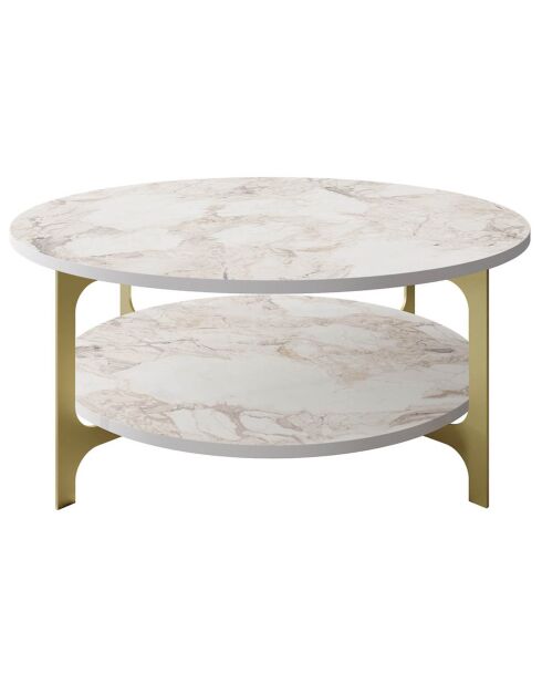 Table basse Versy  doré/blanc - 90x90x36.8 cm