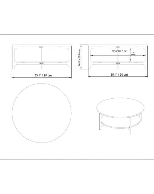 Table basse Versy  doré/blanc - 90x90x36.8 cm