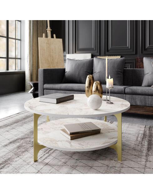 Table basse Versy  doré/blanc - 90x90x36.8 cm