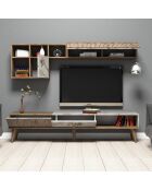 Meuble TV avec étagère Milan  noyer/blanc - 180x40x35 cm