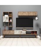 Meuble TV avec étagère Milan  noyer/blanc - 180x40x35 cm