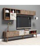 Meuble TV avec étagère Milan  noyer/blanc - 180x40x35 cm