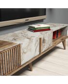 Meuble TV avec étagère Milan  noyer/blanc - 180x40x35 cm
