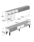 Meuble TV avec étagère Milan  noyer/blanc - 180x40x35 cm