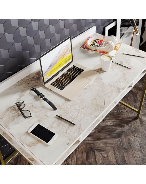 Bureau Tumata  doré/blanc - 119.5x62x75.2 cm