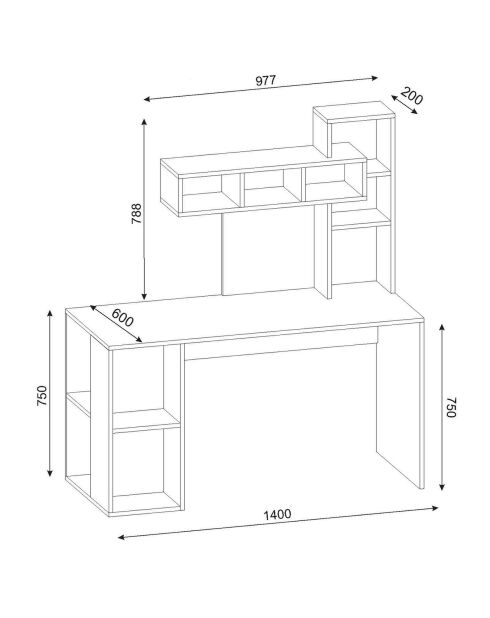 Bureau Coral  blanc/cordoba - 140x153.8x60 cm