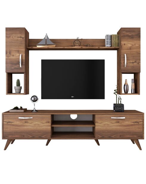 Meuble TV avec étagère M27  noyer - 180x48.6x35 cm