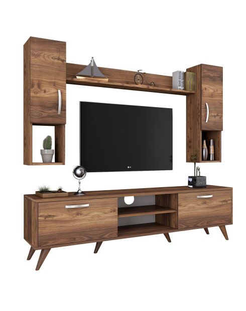 Meuble TV avec étagère M27  noyer - 180x48.6x35 cm