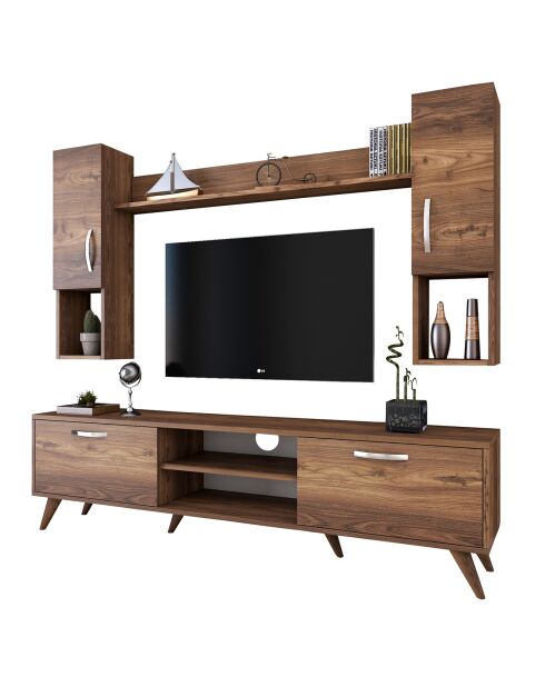 Meuble TV avec étagère M27  noyer - 180x48.6x35 cm