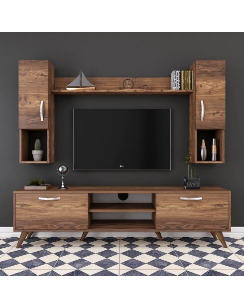 Meuble TV avec étagère M27  noyer - 180x48.6x35 cm