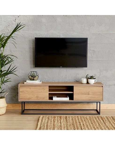 Meuble TV Laxus 140  noyer/noir - 140x50x40 cm