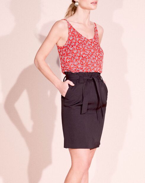 Top Alicia fluide imprimé fantaisies  coquelicot