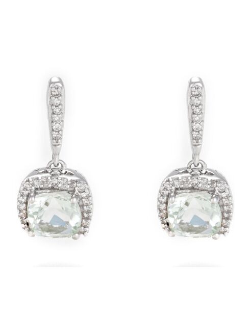 Boucles d'oreilles Rio Grande Diamant 0.18 ct & Améthyste verte 1 ct or blanc