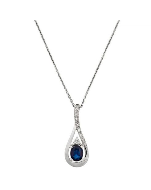 Pendentif Blue Tear Diamant 0.05 ct & Saphir 0.57 ct or blanc