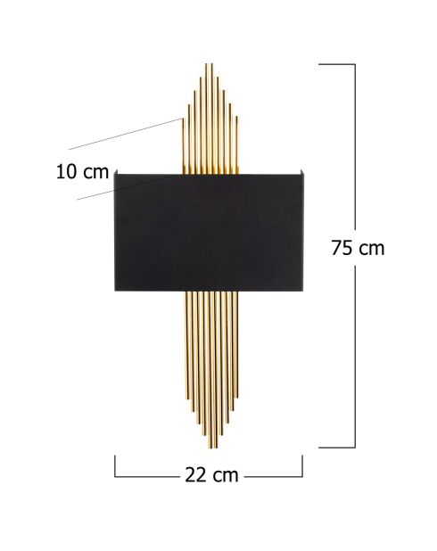 Applique murale Stone noir/doré - 75x10x22 cm