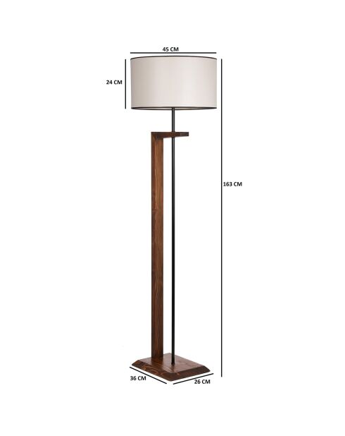 Lampadaire Shery noyer/crème - 24x45x163 cm