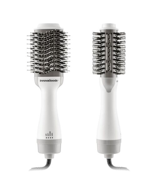 Brosse Volume Sèche-Cheveux Ionique Volumio InnovaGoods blanc/gris - 1000W