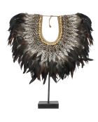 Collier Noir en Plumes et Coquillages Papua noir - 40x10x45 cm