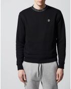 Sweat badge poitrine et col jacquard noir