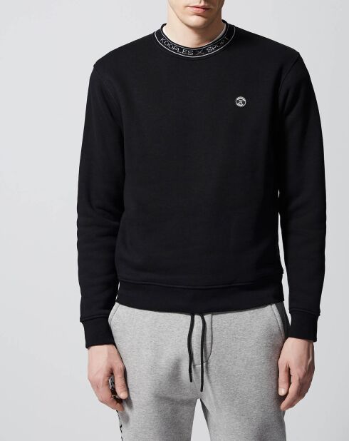 Sweat badge poitrine et col jacquard noir