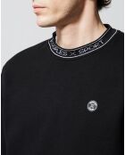 Sweat badge poitrine et col jacquard noir
