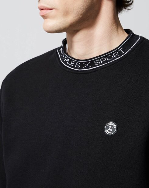 Sweat badge poitrine et col jacquard noir