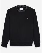Sweat badge poitrine et col jacquard noir