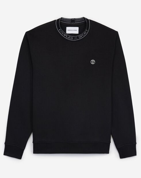 Sweat badge poitrine et col jacquard noir