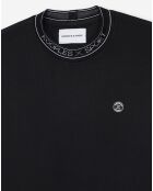 Sweat badge poitrine et col jacquard noir