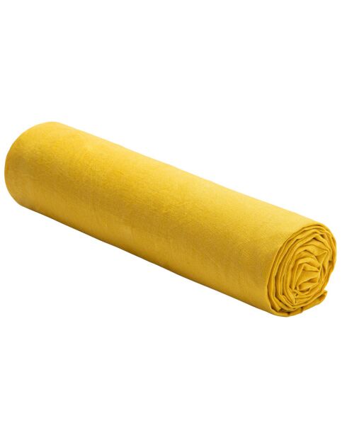 Drap housse 100% Lin lavé jaune