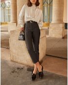 Pantalones fluidos con estampado gráfico negro/crudo