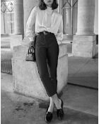 Pantalones fluidos con estampado gráfico negro/crudo