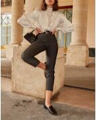 Pantalones fluidos con estampado gráfico negro/crudo