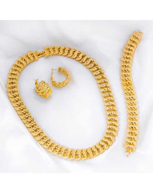 Parure Chains Collier, Bracelet & Boucles d'oreilles dorée